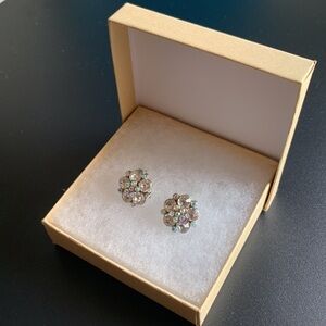 Glass Cluster Crystal Party Cocktail Earrings